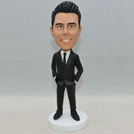 Custom man bobblehead with black suit