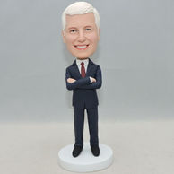 Custom boss gift man bobblehead with maroon tie