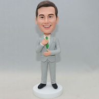 Personalized bobblehead in handsome suit with a tie