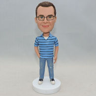 Personalized men bobblehead with a hand inside pocket