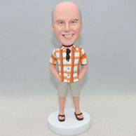 Custom men bobbleheads with two hands inside pocket