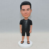 Personalized men bobblehead in black outfit