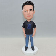 Personalized men bobblehead with hands inside pocket