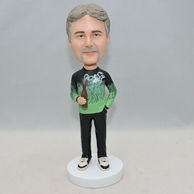 Custom men bobbleheads with a bottle of beer on his hand