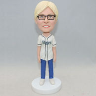 Normal standing bobblehead with blue pants and white shirt