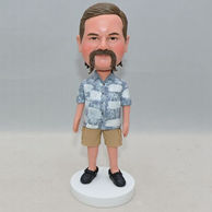Normal standing men bobbleheads in short sleeve and shorts