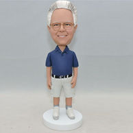 Normal standing man bobbleheads who wear a glasses