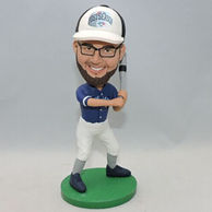 Custom man baseball palyer bobblehead with glasses and hat