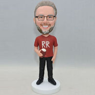 Pesoanlized normal standing bobbleheads with a cup in his hand