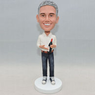Custom men bobbleheads with a bottle of beer on his hand