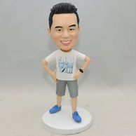 Custom Boy Bobbleheads with his armson his hips