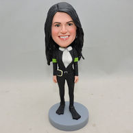 Black Diving Suit Bobblehead for Women with Long Hair