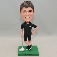 Personalized Bobbleheads men playing golf and legs crossed