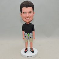 Personalized Bobbleheads men normal standing in black T-shirt