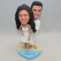 Personalized Couple Bobbleheads dacing in white suit and white dress