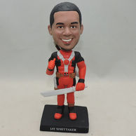 Custom man bobblehead holding a knife in red clothes