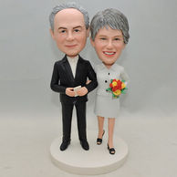 Personalized Couple Bobbleheads standing with pretty clothing
