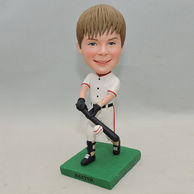 Custom boy bobblehead play baseball with white clothing