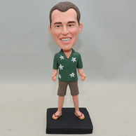 Custom boy bobblehead with thumbs up and wear slippers