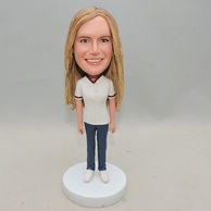 Custom girl bobblehead natural stand on the base