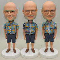 normal standing men bobbleheads in striped shirt and brown shoes