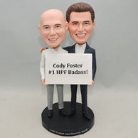 Custom partner Bobbleheads Men holding the panel together
