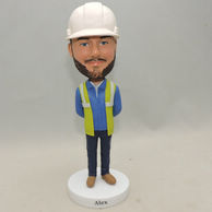 Custom Men Bobbleheads with work uniform and white hat