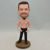 Custom Men Bobbleheads bare upper body in black pants