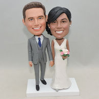 Personalized Wedding Bobbleheads Standing and hand in hand