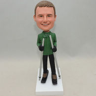 Personalized Men Bobblehead skate with green shirt and black pants