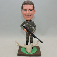 Personalized Men Bobblehead holding a gun with uniform
