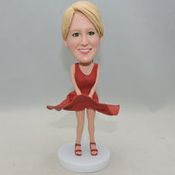 Girl Bobblehead Custom with red Flying dress and shoes