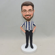Personalized handsome men bobblehead with both his hands in pockets