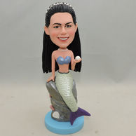 Personalized Woman Bobbleheads mermaid sitting on a stone