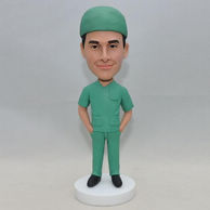 Custom Men Bobbleheads with green hat and work uniform