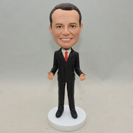 Peronalized business man bobblehead with black suit