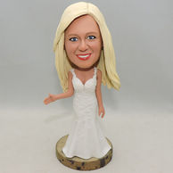 Personalized Bridesmaid Bobbleheads with white dress