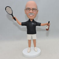 Personalized Men Bobblehead hold the beer bottle and tennis racket