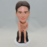 Personalized Men Bobblehead sexy posture sitting and naked