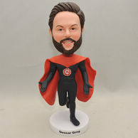 Custom Men Bobblehead with black clothing and red cape
