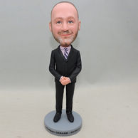 Business Men Custom Bobblehead in Black Suit