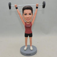 Personalized weightlifters Bobbelheads with red shirt and black shorts