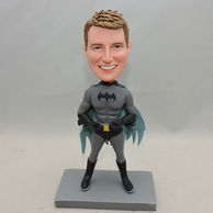 Peronalized batman bobblehead with gray dress and black shoes