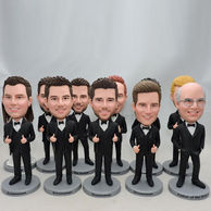 Custom groomsmen bobbleheads with same black suit