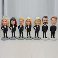 Custom groomsmen bobbleheads with same black suit