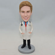 Handsome doctor bobblehead with big smile