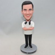 Musician man bobblehead with headphone