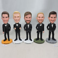 Personalized Groomsmen Bobbleheads with black tie & suit