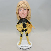 Energetic superhero bobblehead with yellow outfit