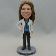 Custom-made female doctor bobbleheads